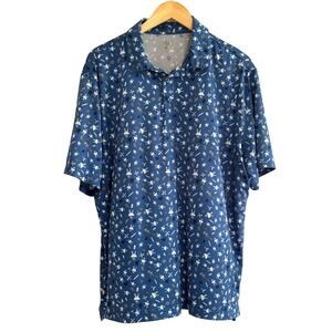 1764 Men's Blue Novelty Print XL Short Sleeve‎ Button Down BBQ Grill Polo Shirt